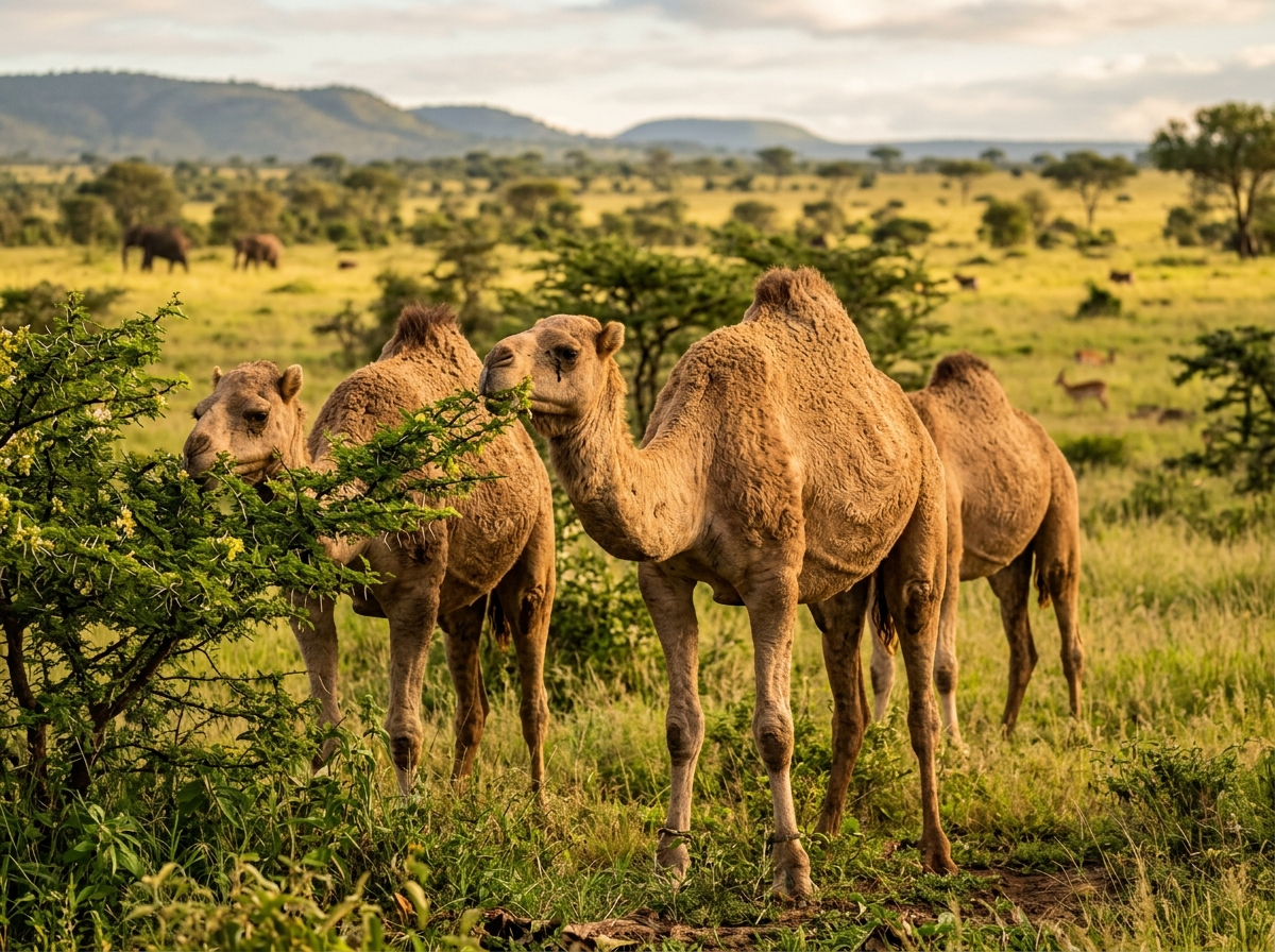 Pastoral Camel Grazing Kenya